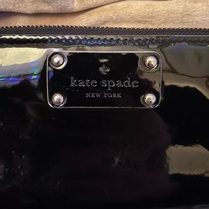 Kate Spade Black Patent Leather Accordion Zip-Around Wallet